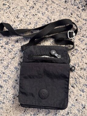 Kipling Black Nylon Crossbody Pouch with Adjustable Strap